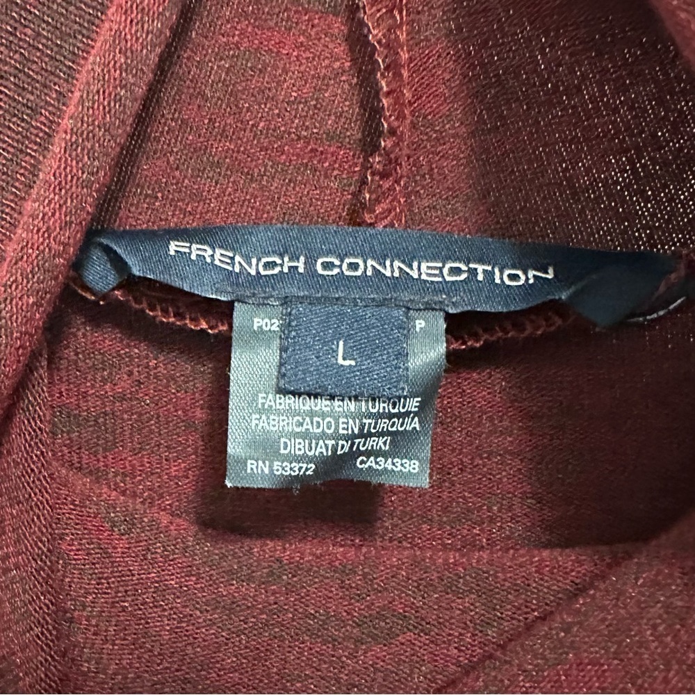 French Connection Maroon Red Turtleneck Knit Fitted Mini Dress L Stretch NWT - Picture 5 of 8
